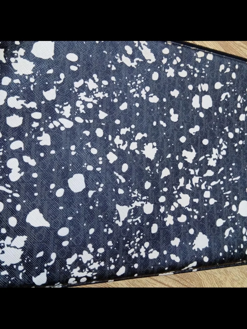 Dior Black and White Splatter Zip Clutch with Red Trim